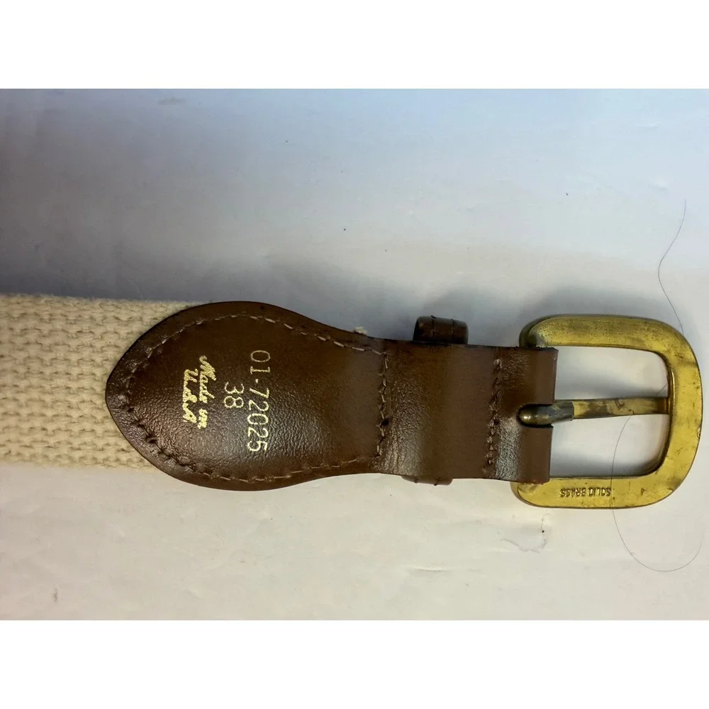 Mens Nautical Canvas Belt Navy Blue Marlin Lighthouse Leather Size 38